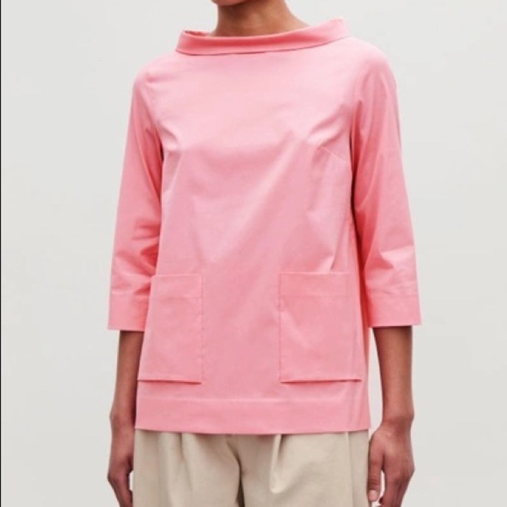 COS Cotton Top With Patch Pockets In Pink